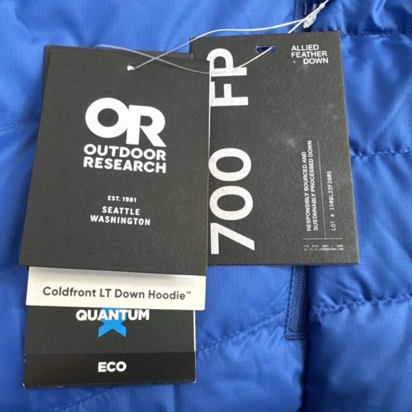 Outdoor Research OR Mens Coldfront LT 700 Down Hoodie Topaz Zipper Jacket M - Picture 4 of 9